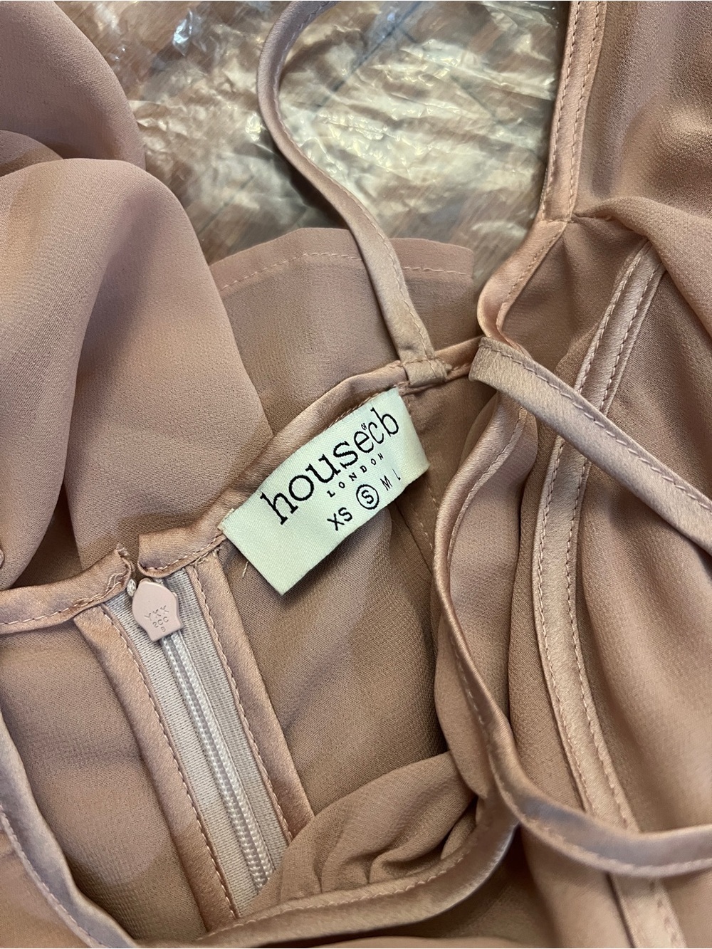 HOUSE OF CB ophelia Robe Mi-Longue Rose Poudré Ouverte, S - Picture 4 of 5